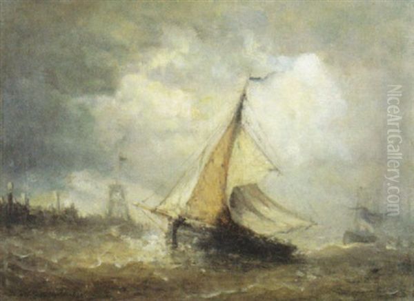 Zeilboten Op Zee Oil Painting by Hendrik Frans (Henri) Schaefels