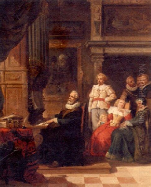 The Recital Oil Painting by Hendrik Frans (Henri) Schaefels