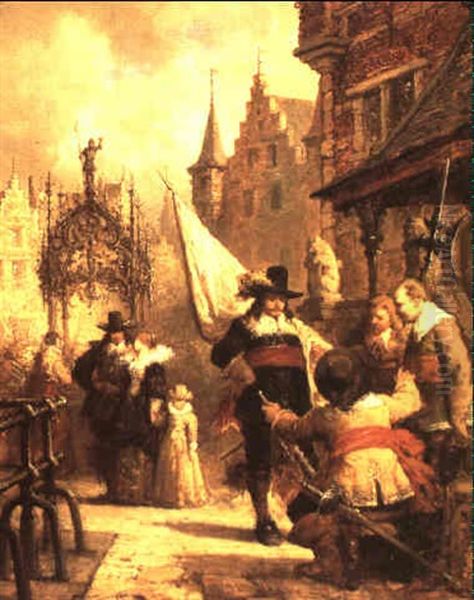 De Burgerwacht Te Antwerpen Oil Painting by Hendrik Raphael Schaefels