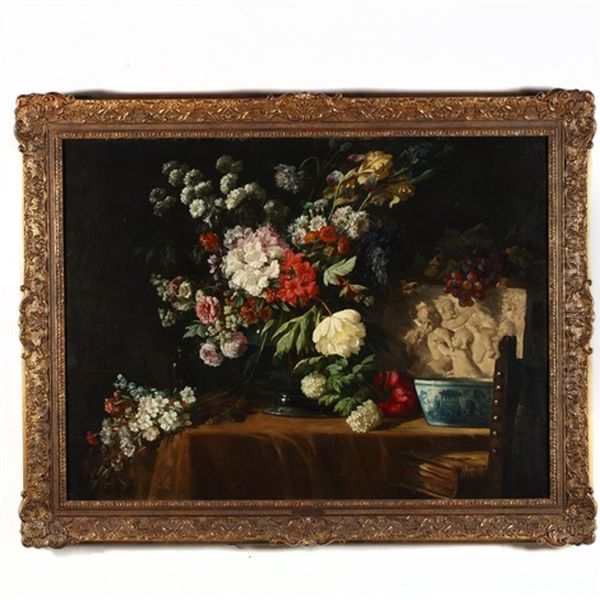 Still Life With Flowers Oil Painting by Lucas Victor Schaefels