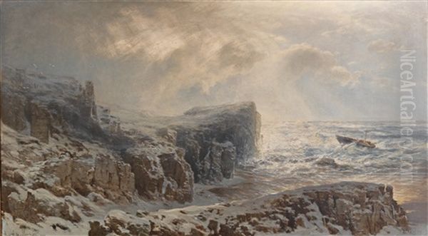 Snow Storm On A Northern Coast by August Schaefer von Wienwald