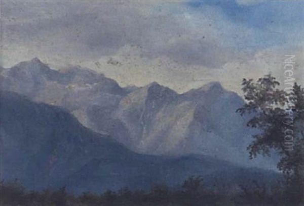 Gebirgslandschaft Oil Painting by August Schaefer von Wienwald