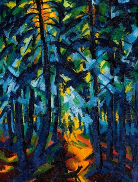 Wald Oil Painting by Fritz Schaefler