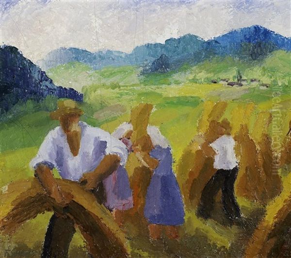 Harvest Oil Painting by Fritz Schaefler