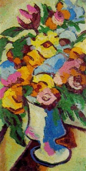 Blumenstilleben Oil Painting by Fritz Schaefler