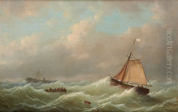 Sauvetage En Mer Oil Painting by Henri Adolphe Schaep