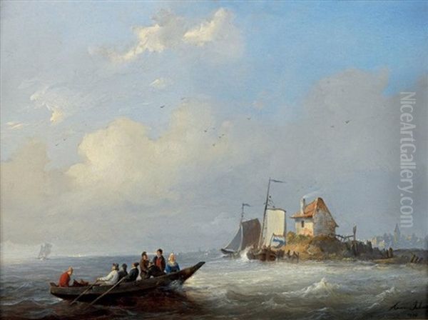 Marine Oil Painting by Henri Adolphe Schaep