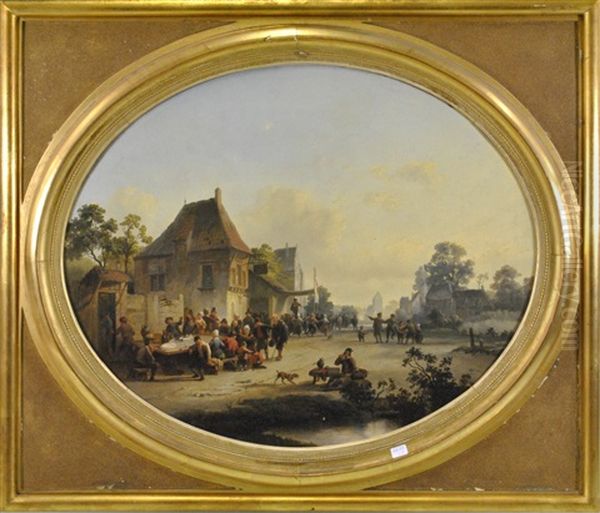 Scene Villageoise Oil Painting by Henri Adolphe Schaep