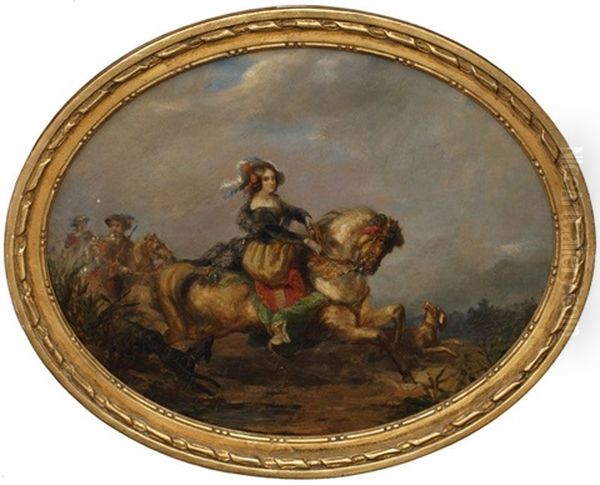 Cavaliere, Partie De Chasse Oil Painting by Theodore Schaepkens