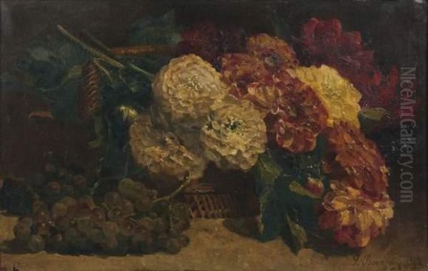 Corbeille De Fleurs Et Fruits Oil Painting by Pierre Bourgogne