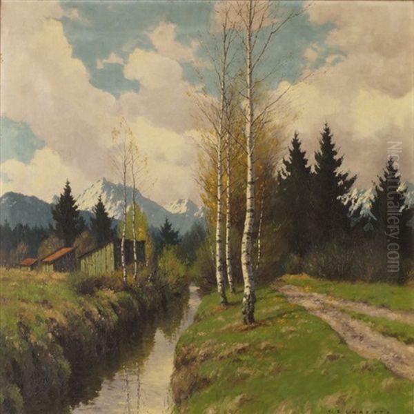 Birken Am Fluss by Carl M. Schaette