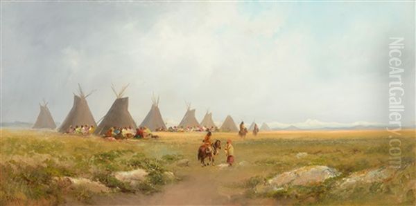 Encampment Oil Painting by Frederick Ferdinand Schafer