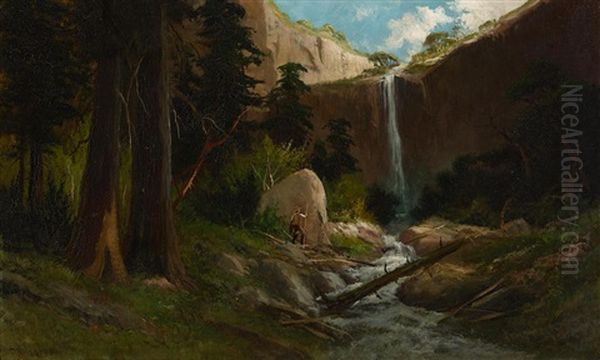 Catskill Fall, Catskill Mountains, New York, Alternatively Titled, John Muir's Valley, Yosemite Oil Painting by Frederick Ferdinand Schafer