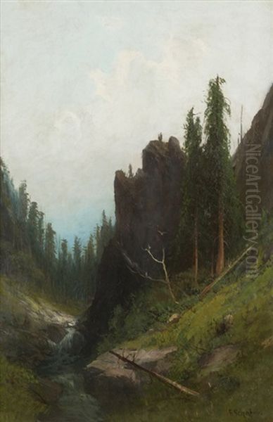 In The Sierra Nevada Mts Oil Painting by Frederick Ferdinand Schafer