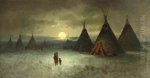 Indian Camp In Winter by Frederick Ferdinand Schafer