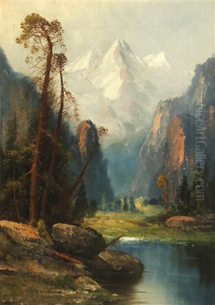 Study For Yosemite Valley Oil Painting by Frederick Ferdinand Schafer