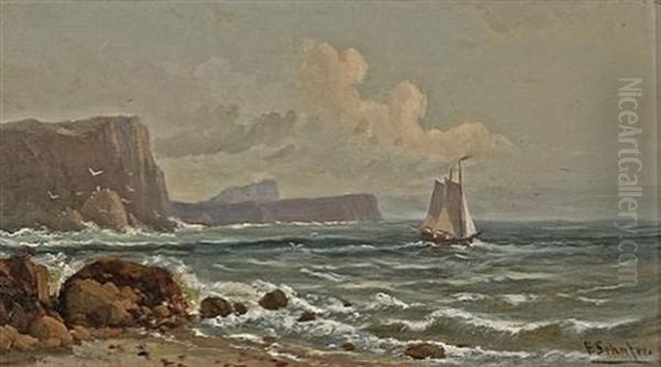 Morning Sail (thought To Be Midway Point, Near Monterey, California) Oil Painting by Frederick Ferdinand Schafer