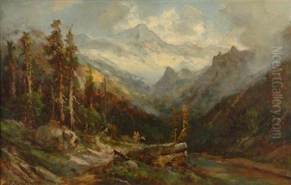 In The California Sierras Oil Painting by Frederick Ferdinand Schafer