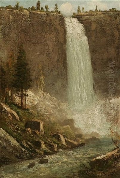 Falls At Yellowstone Oil Painting by Frederick Ferdinand Schafer