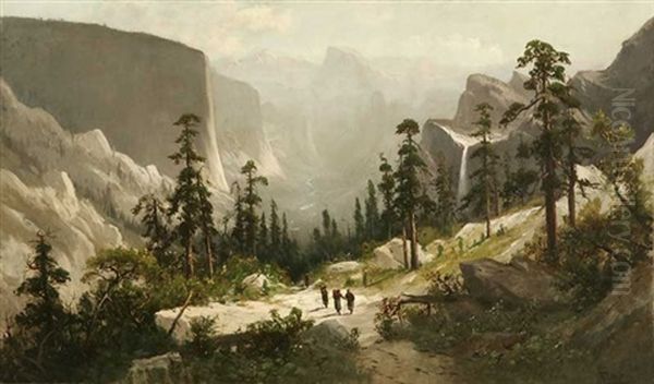 Panoramic View Of Yosemite Valley Oil Painting by Frederick Ferdinand Schafer