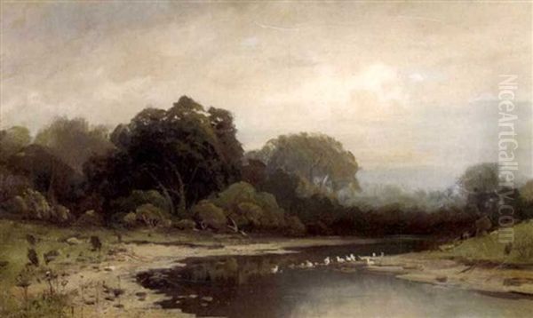 On Merced River, Cala Oil Painting by Frederick Ferdinand Schafer