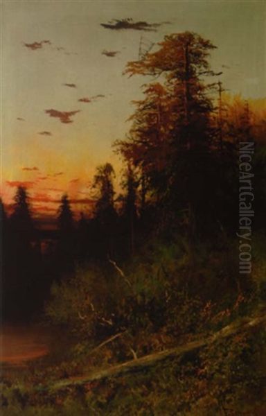 Sunset At Lake Tahoe Oil Painting by Frederick Ferdinand Schafer