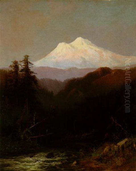 Twilight With Mt. Shasta In The Distance Oil Painting by Frederick Ferdinand Schafer