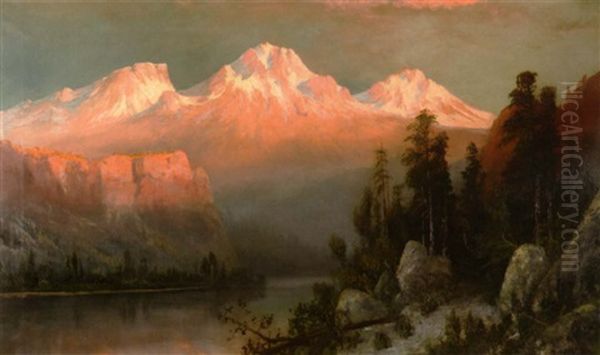 Sunset On The Three Sisters, Oregon Oil Painting by Frederick Ferdinand Schafer