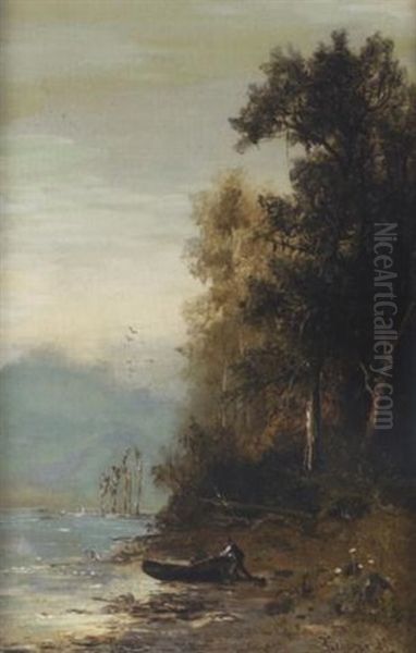 Morning On Silver Lake Oil Painting by Frederick Ferdinand Schafer