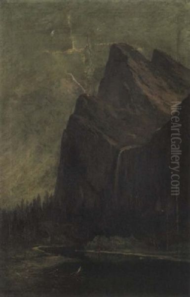 The Bridalveil Fall, Yosemite Valley, California Oil Painting by Frederick Ferdinand Schafer