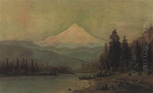 Mount Hood From Hood River, Oregon Oil Painting by Frederick Ferdinand Schafer