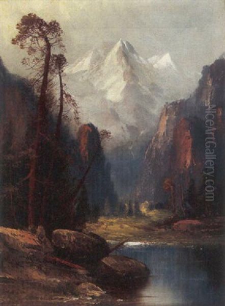 A Study For Yosemite Valley Oil Painting by Frederick Ferdinand Schafer