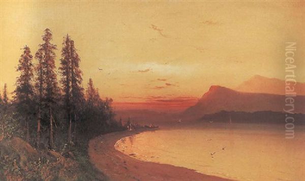 Evening, Donner Lake Oil Painting by Frederick Ferdinand Schafer