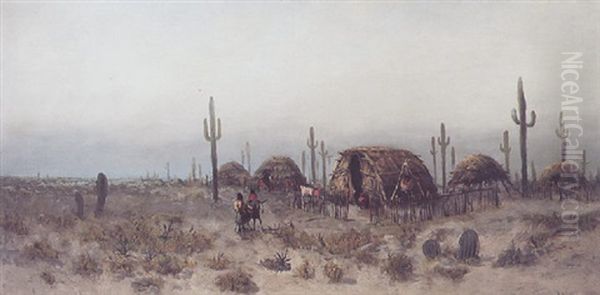 Indian Village, Arizona Oil Painting by Frederick Ferdinand Schafer