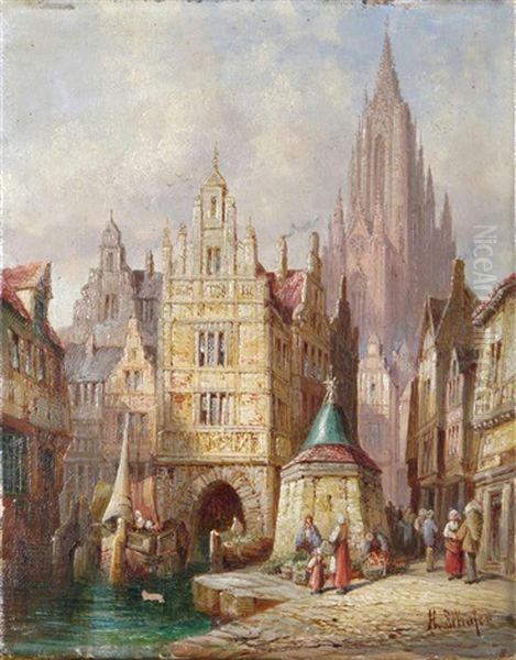 Chartres, France; Metz, Lorraine Oil Painting by Henry Thomas Schafer