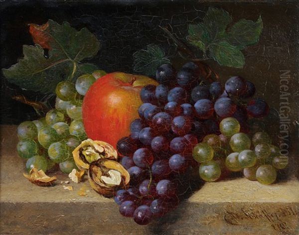 Still Life With Fruits Oil Painting by Adalbert Schaeffer