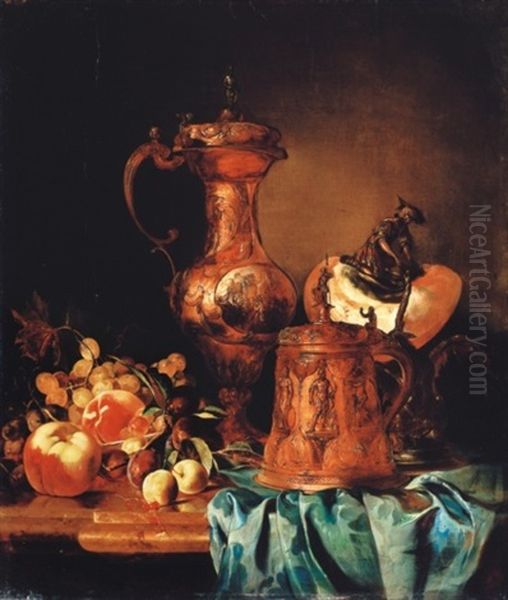 Still Life With Fruit Oil Painting by Adalbert Schaeffer