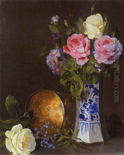 Blumenstillleben Oil Painting by Adalbert Schaeffer