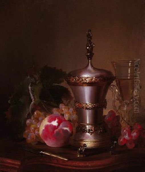 Stilleben Mit Fruchten Und Pokal Oil Painting by Adalbert Schaeffer