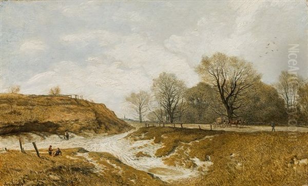 The Sandpit In The Penzinger Au Oil Painting by August Schaeffer