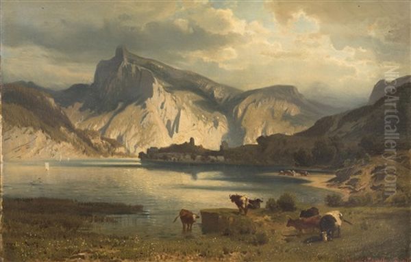 Landscape With A Lake Oil Painting by August Schaeffer