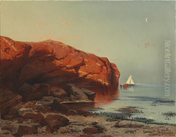 Helgoland Scene Oil Painting by August Schaeffer