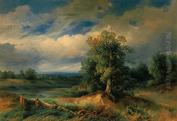 Sommerliche Landschaft Oil Painting by August Schaeffer