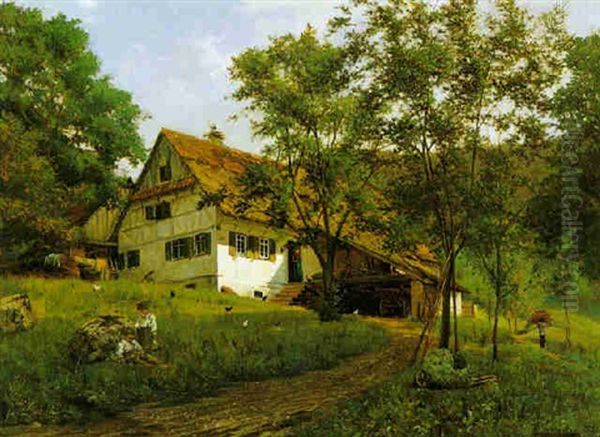 Am Bauernhof Oil Painting by Karl Schaeffer