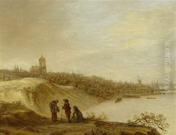 Blick Uber Den Rhein Auf Die Stadt Arnheim Oil Painting by Cornelis Simonsz van der Schalcke