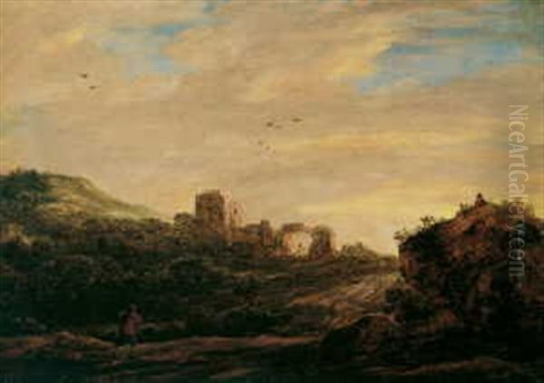 Dunenlandschaft Mit Fernem Torbogen Und Turm Oil Painting by Cornelis Simonsz van der Schalcke