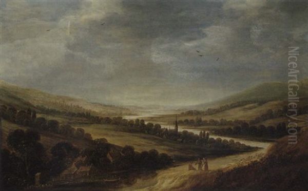 Weite Flusslandschaft Oil Painting by Cornelis Simonsz van der Schalcke