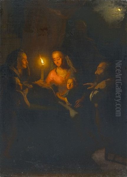 The Holy Family Oil Painting by Godfried Schalcken