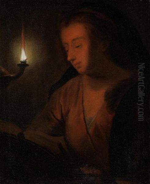 The Penitent Magdalen, In Candlelight Oil Painting by Godfried Schalcken