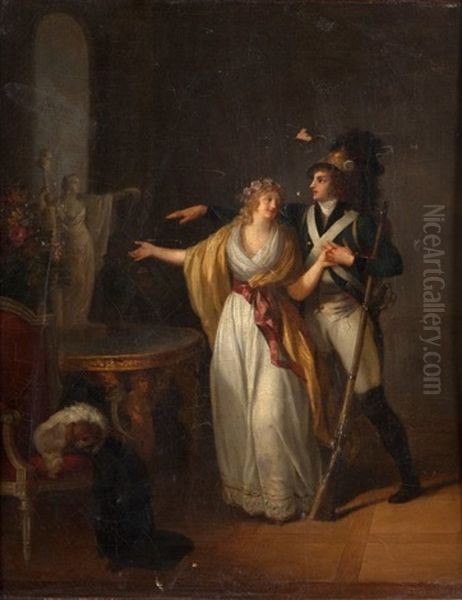 La Declaration D'amour Oil Painting by Jean-Frederic Schall